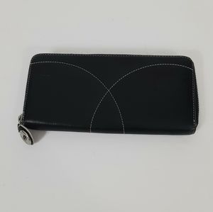 Cole Haan black leather zipper wallet